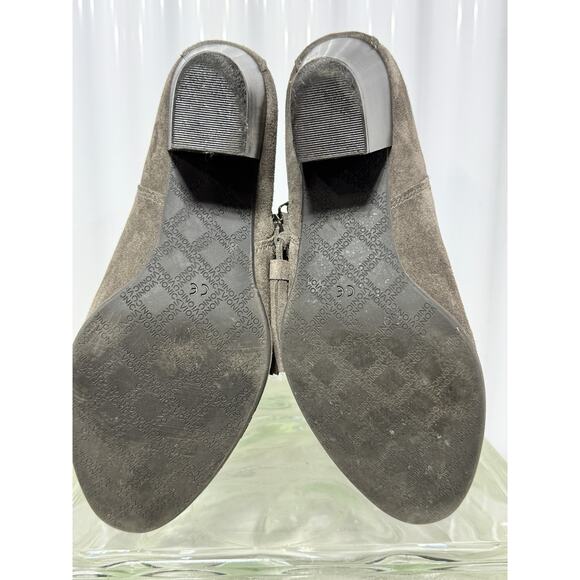Vionic Madeline Booties 8M Taupe Suede Block Heel Ankle Boots Side Zip - Picture 3 of 6
